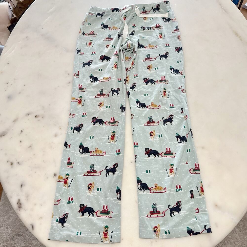 Lands End Sz XXS 95% Cotton Pajama Bottoms Flannel Pants Holiday Winter Dog